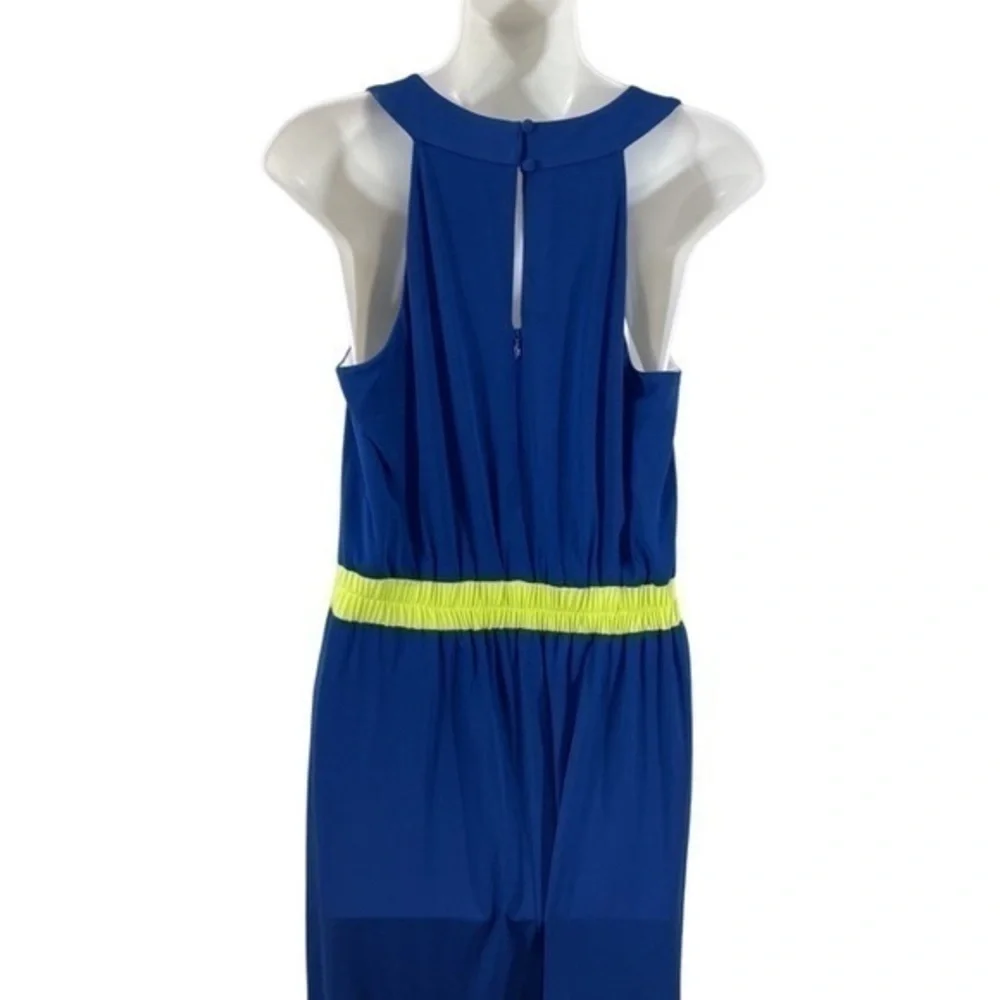 Vince Camuto blue white neon green color block jersey jumpsuit MM2